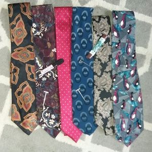 6 Vtg Designer Silk Ties - Lot B - Bellissimo!